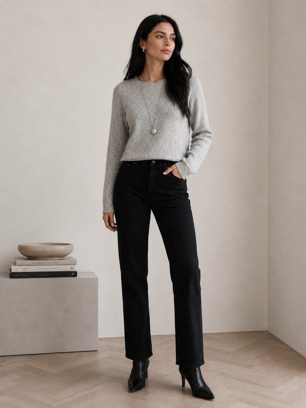 J. Crew Teddie Wool Timeless Acadamia Preppy Cropped Gray Sweater, Size Large - Picture 2 of 7